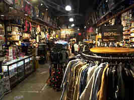 The inside of the Zumies. The walls and floor of the store are lined with skater-themed merchandise.